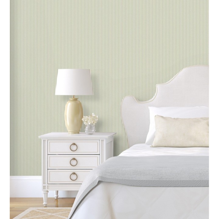 Papel pintado de rayas finas pintadas con tonos verdes - William Stripe Glow 683453