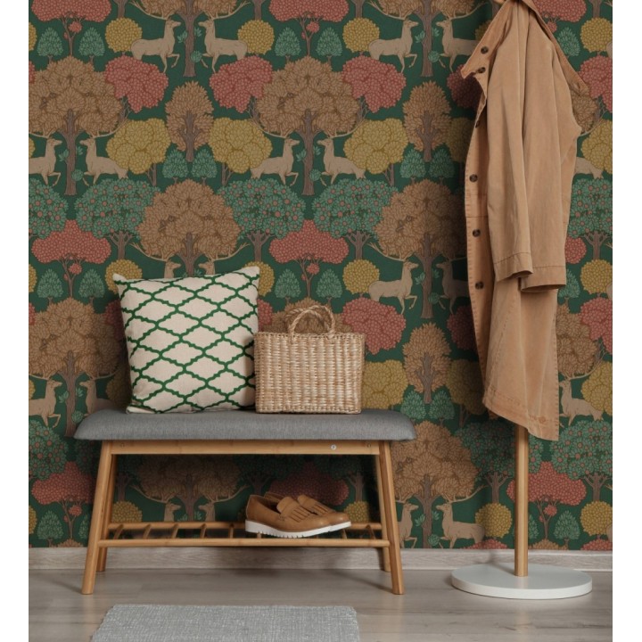Papel pintado paisaje encantado del bosque con árboles y ciervos - Ebernoe Woods 683456