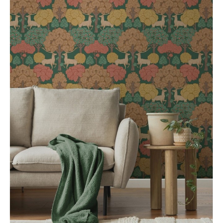 Papel pintado paisaje encantado del bosque con árboles y ciervos - Ebernoe Woods 683456
