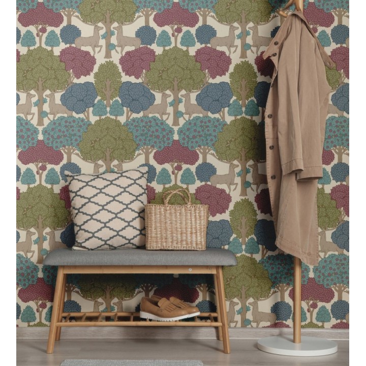 Papel pintado paisaje encantado del bosque con árboles y ciervos - Ebernoe Woods 683459