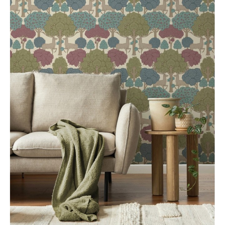 Papel pintado paisaje encantado del bosque con árboles y ciervos - Ebernoe Woods 683459