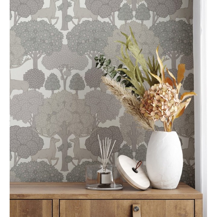 Papel pintado paisaje encantado del bosque con árboles y ciervos - Ebernoe Woods 683460
