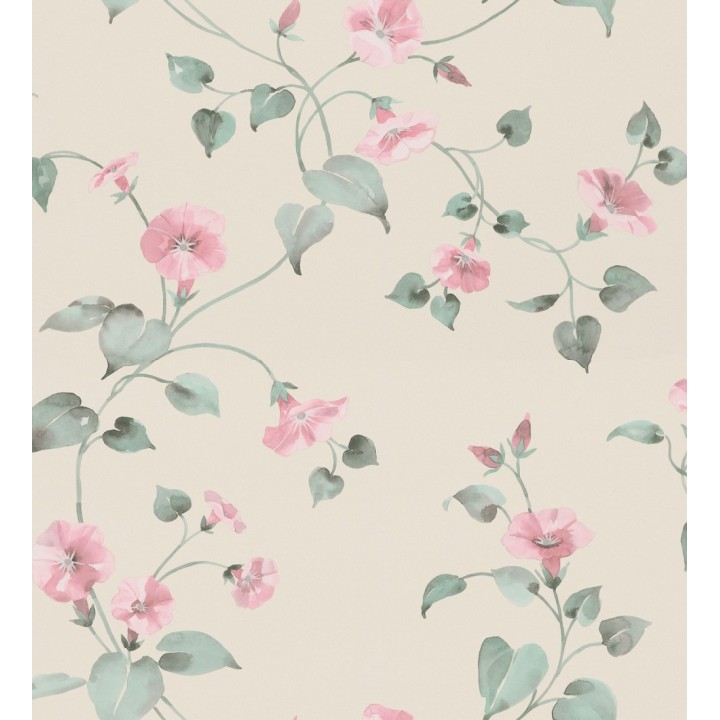Papel pintado de enredaderas y flores rosa pastel de diseño en acuarela - Rosewood Dream 683468