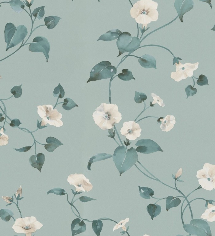 Papel pintado de enredaderas y flores blancas de diseño en acuarela - Rosewood Dream 683469
