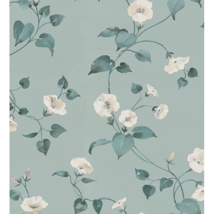 Papel pintado de enredaderas y flores blancas de diseño en acuarela - Rosewood Dream 683469