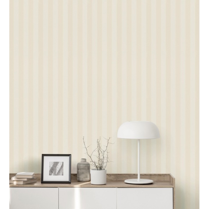 Papel pintado de rayas finas difuminadas en color amarillo claro - Parisian Stripes 683472