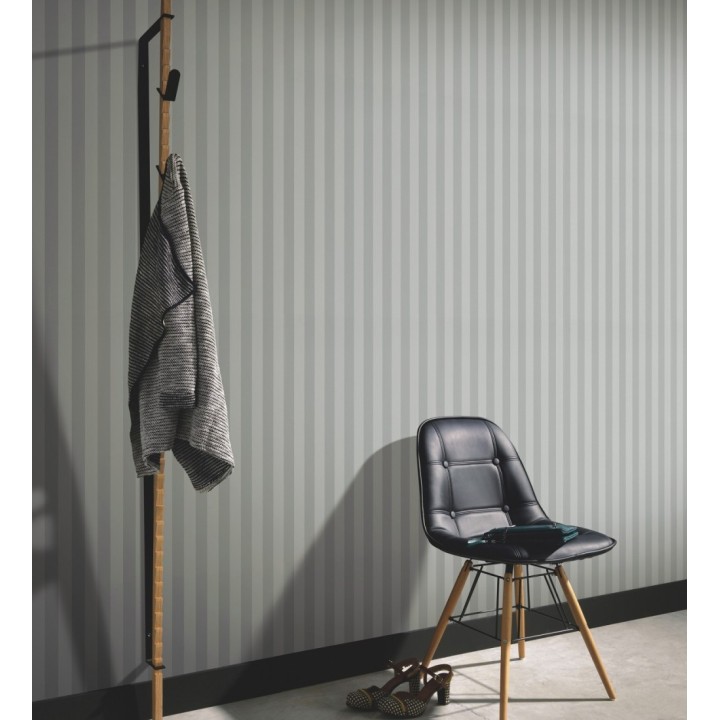 Papel pintado de rayas finas difuminadas en color gris - Parisian Stripes 683473