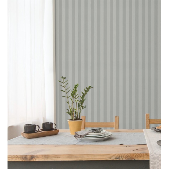 Papel pintado de rayas finas difuminadas en color gris - Parisian Stripes 683473