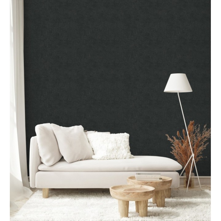 Papel pintado de pared con textura de arcilla natural en tonos gris pizarra y negro - Aspen Mirage 683478