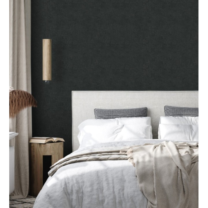 Papel pintado de pared con textura de arcilla natural en tonos gris pizarra y negro - Aspen Mirage 683478