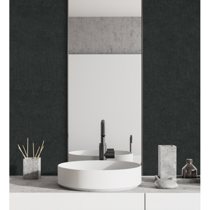 Papel pintado de pared con textura de arcilla natural en tonos gris pizarra y negro - Aspen Mirage 683478