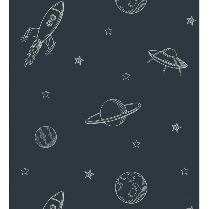 Papel pintado infantil de la galaxia con estrellas y naves - Cosmic Play 683482
