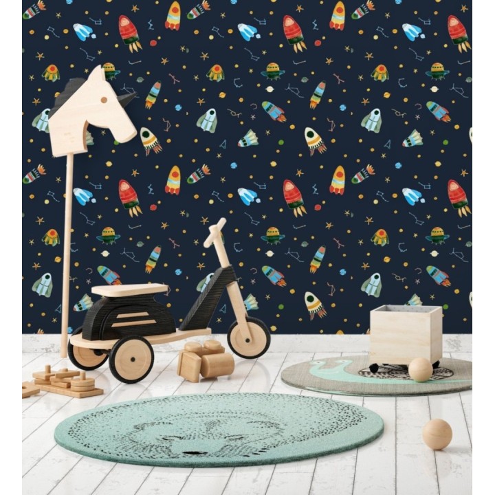 Papel pintado infantil cohetes espaciales - Funny Rockets 125910