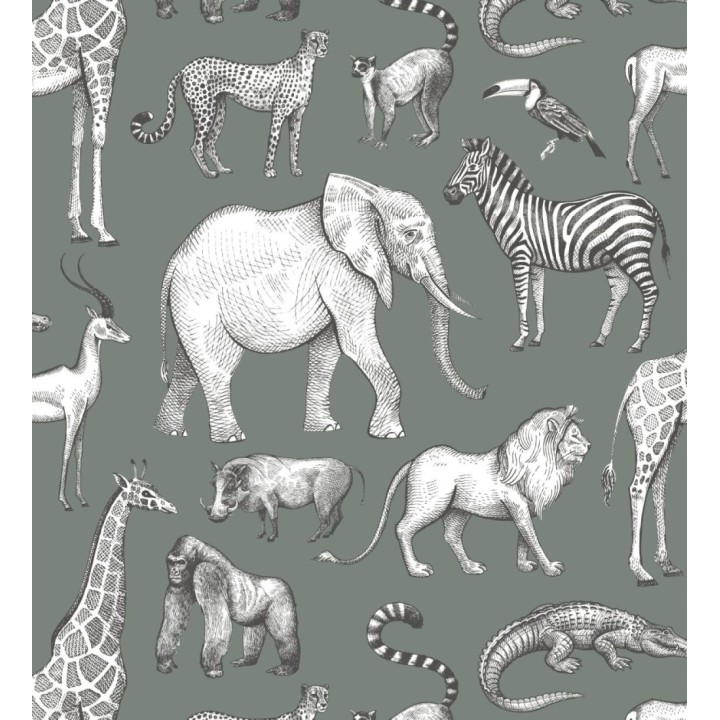 Papel pintado estilo africano de animales: leones, cebras, elefantes y gorilas estilo africano - Keita Animals 683487