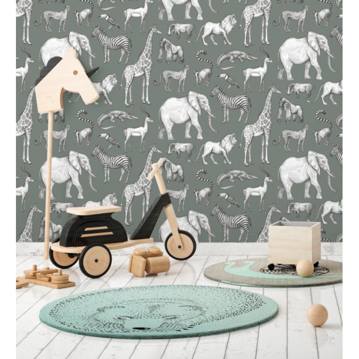 Papel pintado estilo africano de animales: leones, cebras, elefantes y gorilas estilo africano - Keita Animals 683487