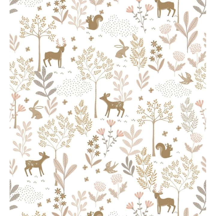 Papel pintado infantil de bosque con ciervos ardillas y conejos - Forest Friends 683489