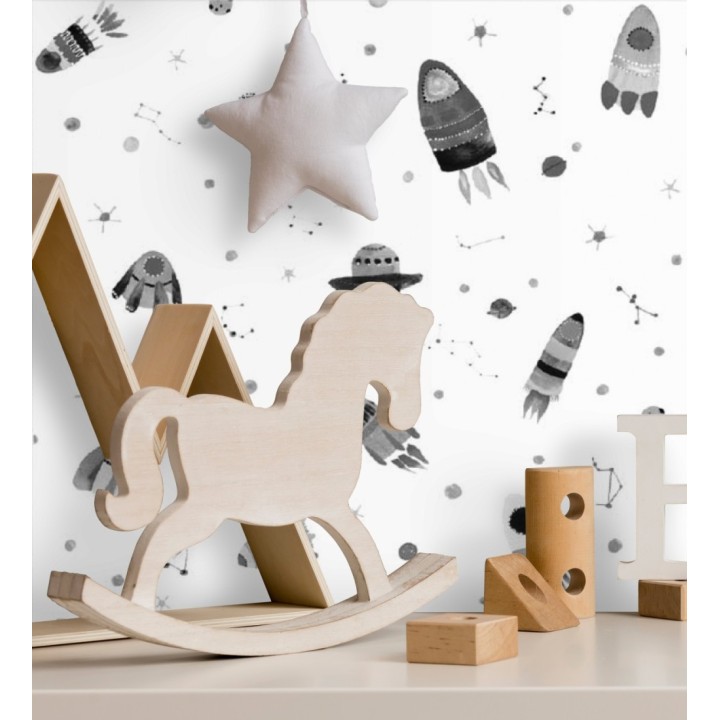 Papel pintado infantil cohetes espaciales - Funny Rockets 125911