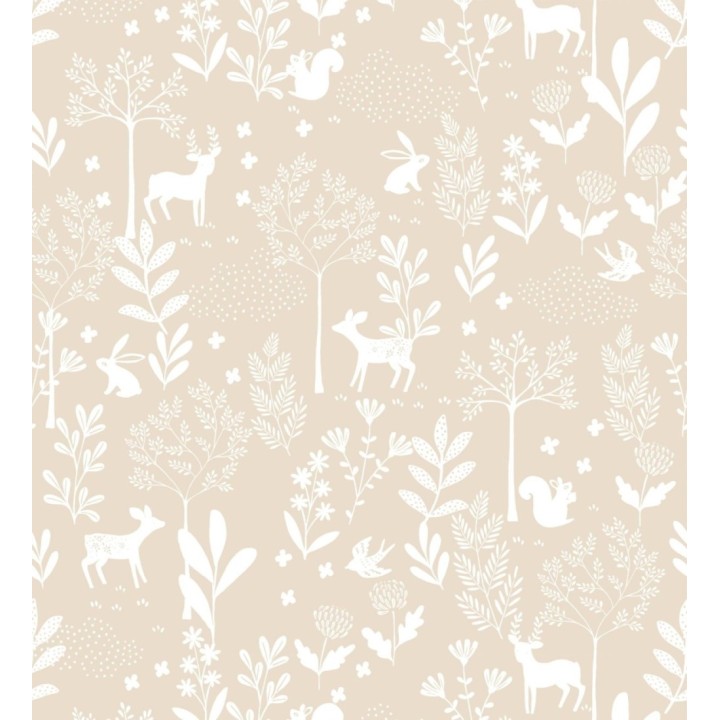 Papel pintado infantil de bosque con ciervos ardillas y conejos - Forest Friends 683490