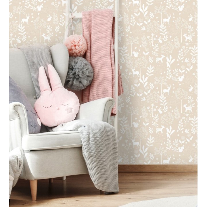 Papel pintado infantil de bosque con ciervos ardillas y conejos - Forest Friends 683490