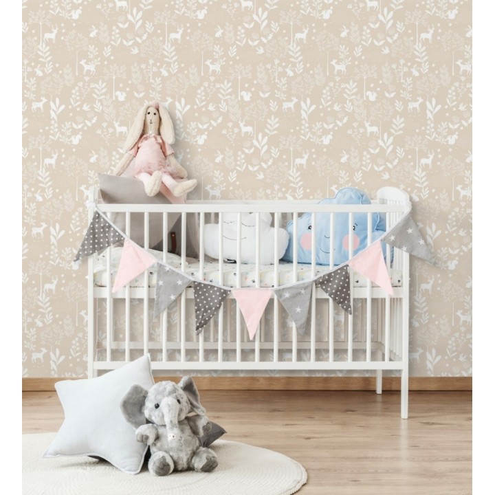 Papel pintado infantil de bosque con ciervos ardillas y conejos - Forest Friends 683490