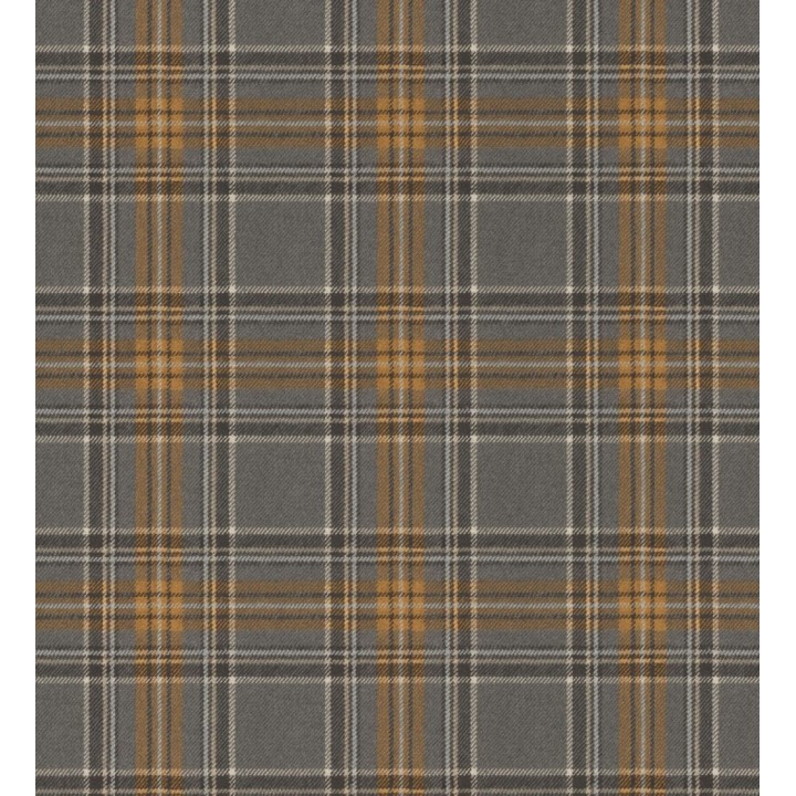 Papel pintado cuadros escoceses tonos gris oscuro y naranja - Paterson 683507