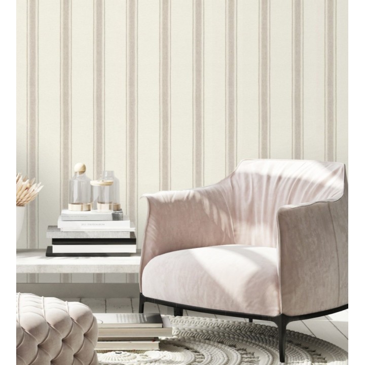 Papel pintado con rayas verticales en textura textil elegante - Marlow Stripes 683508