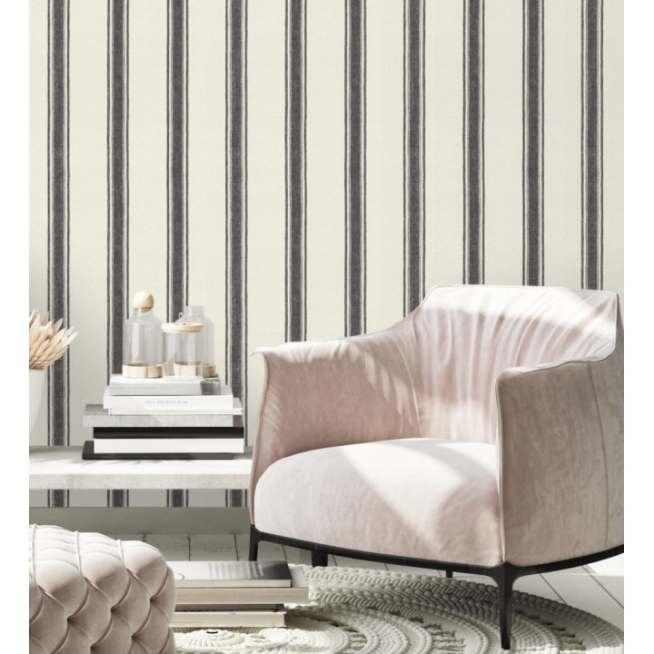 Papel pintado con rayas verticales en textura textil elegante - Marlow Stripes 683509