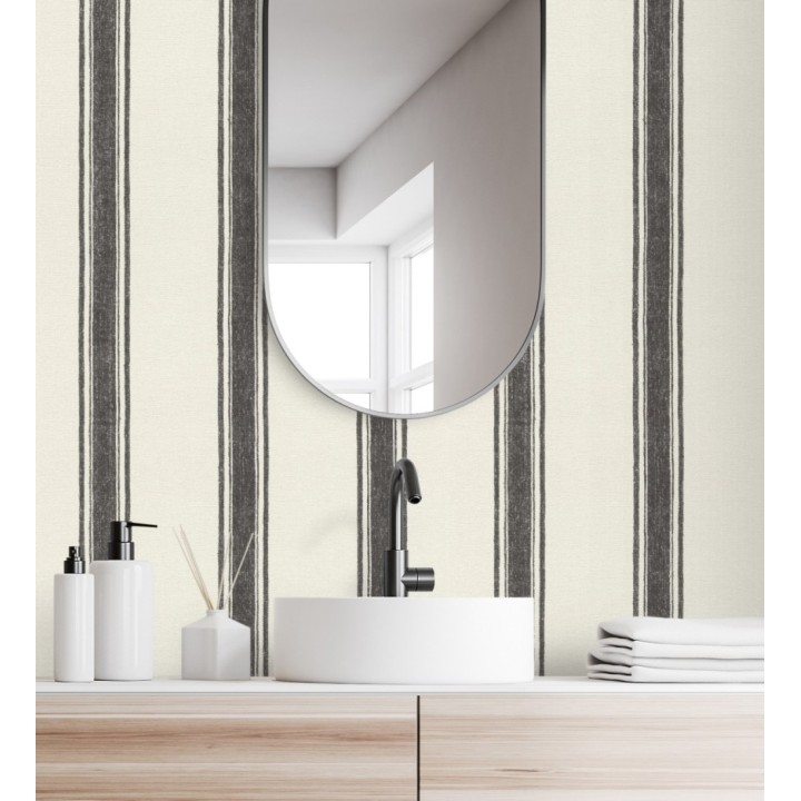 Papel pintado con rayas verticales en textura textil elegante - Marlow Stripes 683509