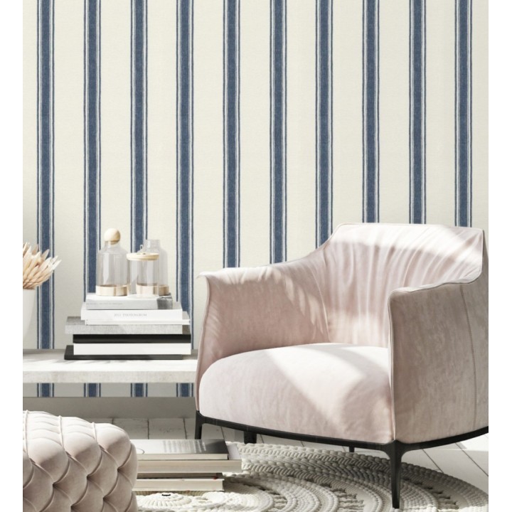 Papel pintado con rayas verticales en textura textil elegante - Marlow Stripes 683510