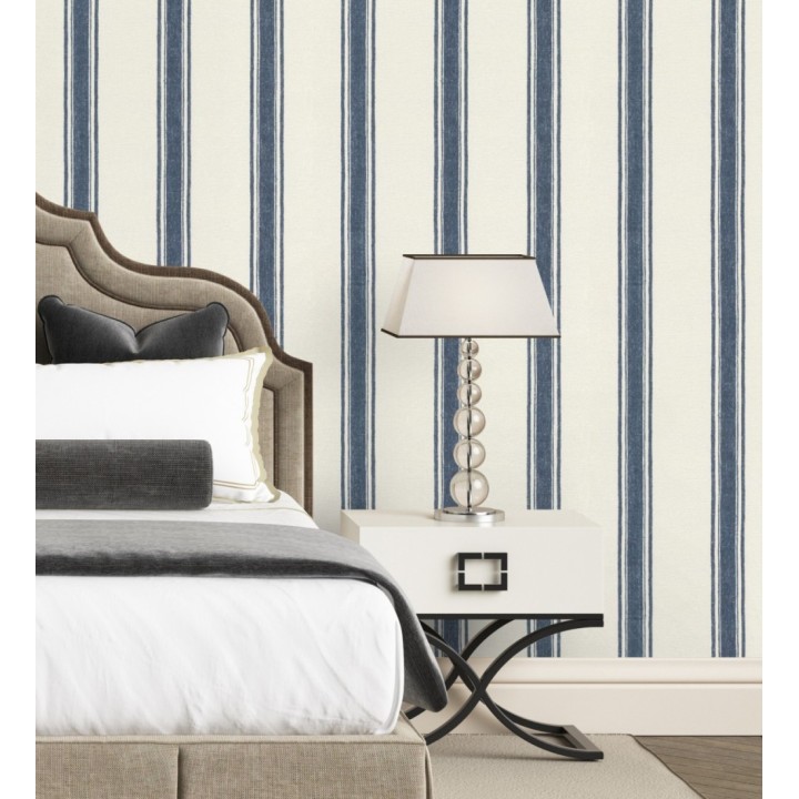 Papel pintado con rayas verticales en textura textil elegante - Marlow Stripes 683510