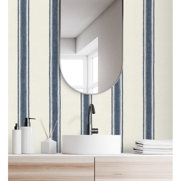 Papel pintado con rayas verticales en textura textil elegante - Marlow Stripes 683510