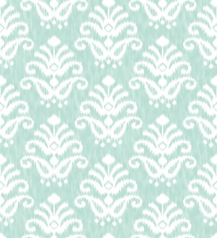 Papel pintado damasco con efecto textil en tono verde agua - Tiffany 683511