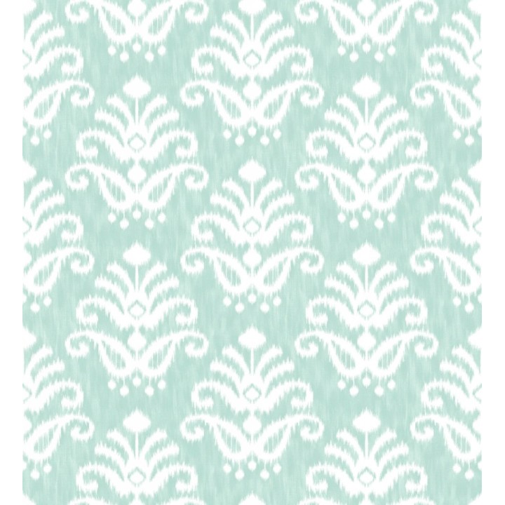 Papel pintado damasco con efecto textil en tono verde agua - Tiffany 683511