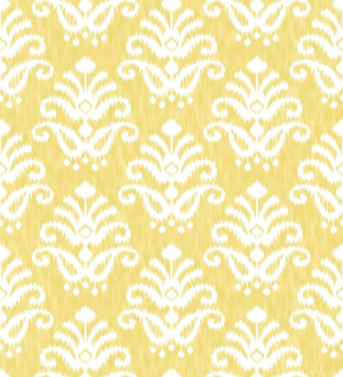 Papel pintado damasco con efecto textil en tono amarillo mostaza - Tiffany 683512
