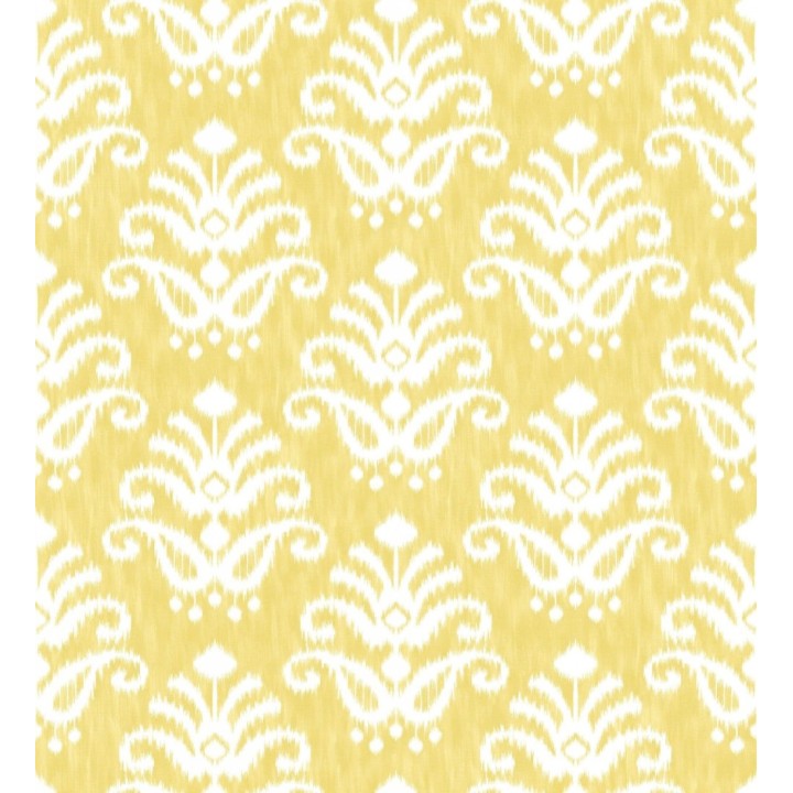 Papel pintado damasco con efecto textil en tono amarillo mostaza - Tiffany 683512