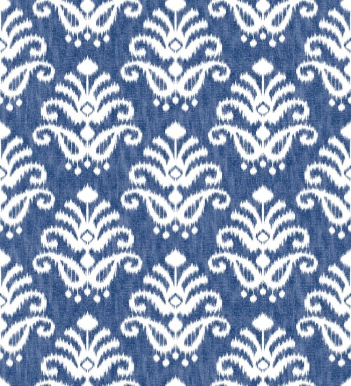 Papel pintado damasco con efecto textil en tono azul marino claro - Tiffany 683513