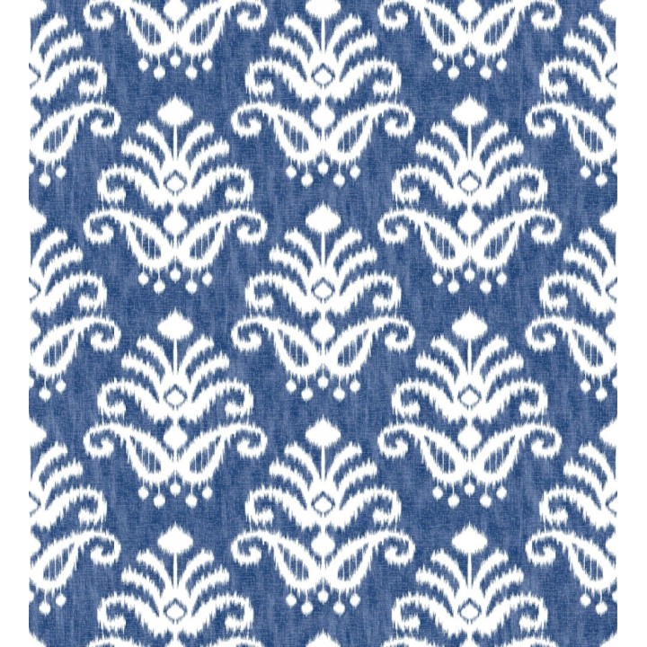 Papel pintado damasco con efecto textil en tono azul marino claro - Tiffany 683513