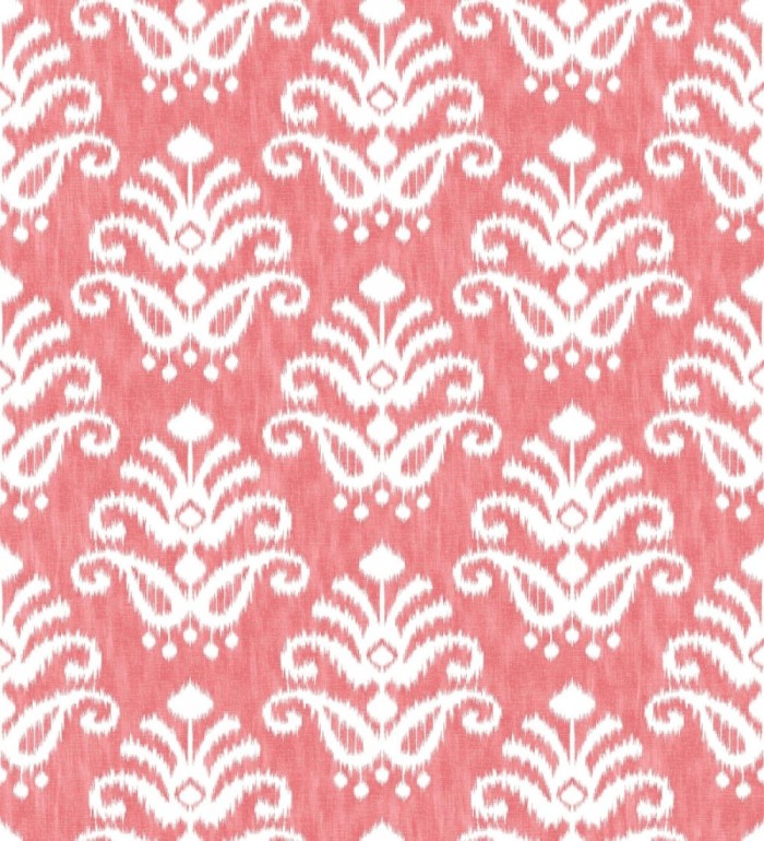 Papel pintado damasco con efecto textil en tono coral rojo - Tiffany 683514