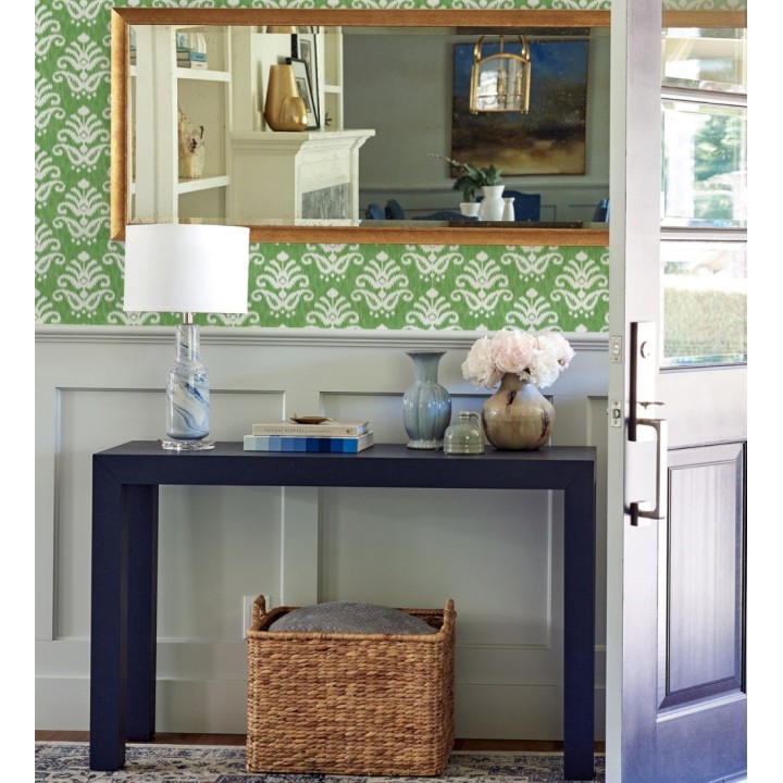 Papel pintado damasco con efecto textil en tono verde esmeralda - Tiffany 683515