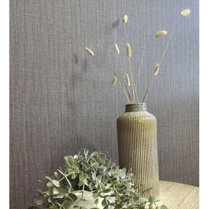 Papel pintado de tejido de lino en tonos gris oscuro - Savoy Linen 683521