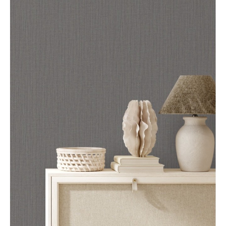 Papel pintado de tejido de lino en tonos gris oscuro - Savoy Linen 683521
