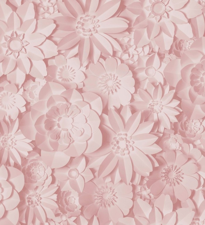 Papel pintado floral con efecto flores 3D en color rosa estilo origami - Enora Petals 683524