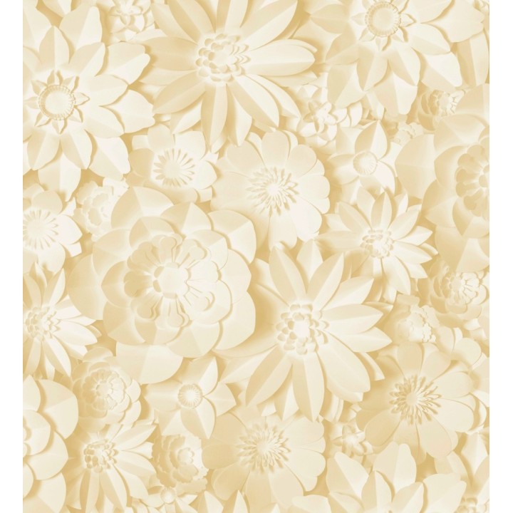Papel pintado floral con efecto flores 3D en color amarillo estilo origami - Enora Petals 683525