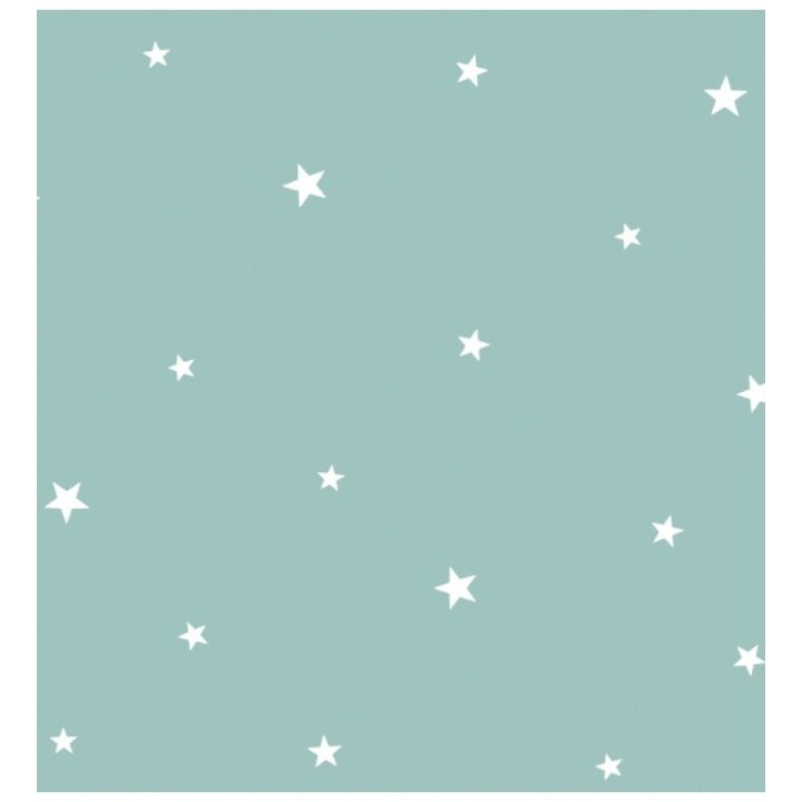 Papel pintado estrellas blancas pequeñas y fondo turquesa - Mystery Stars 125929