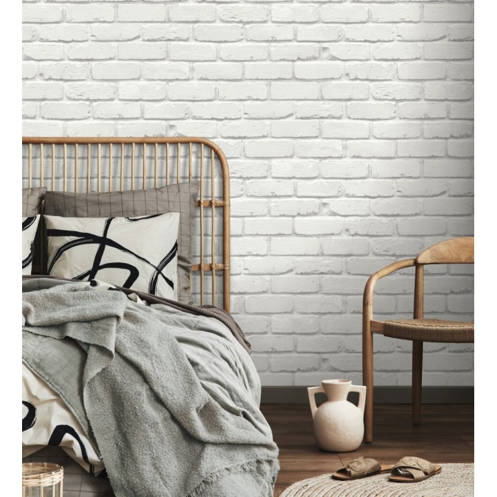 Papel pintado muro de ladrillos en color blanco - Manchester Break 683529