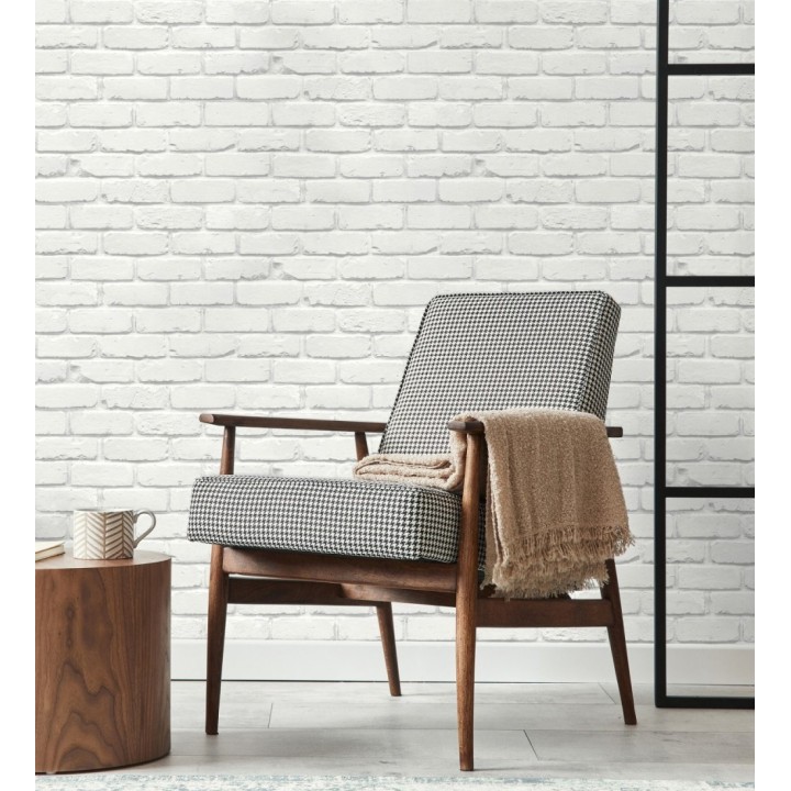 Papel pintado muro de ladrillos en color blanco - Manchester Break 683529