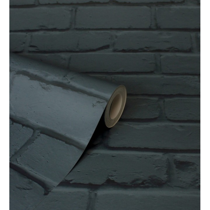 Papel pintado muro de ladrillos en color azul oscuro - Manchester Break 683531
