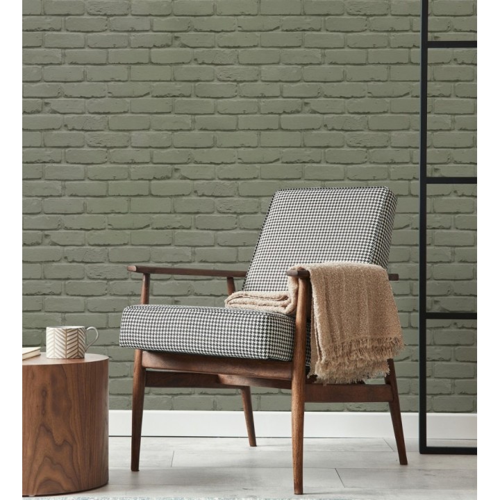 Papel pintado muro de ladrillos en color verde - Manchester Break 683532