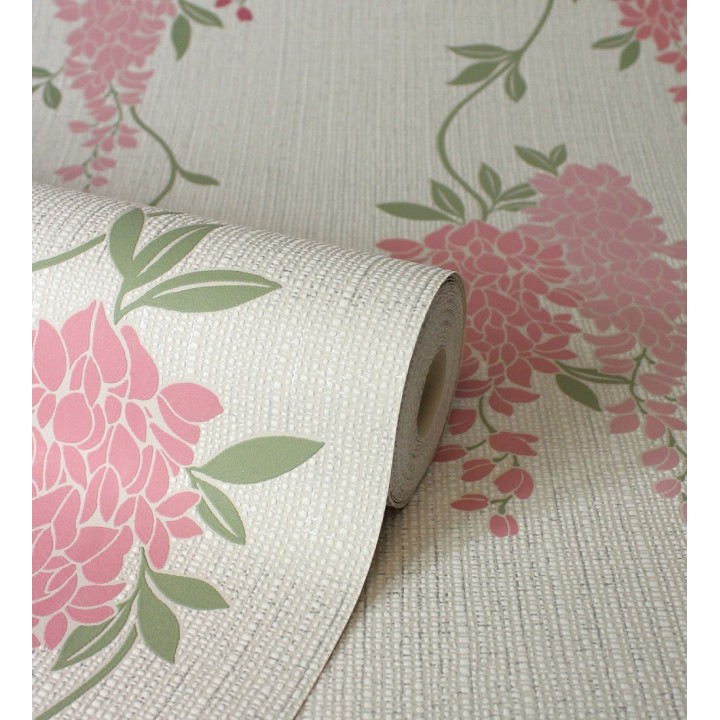 Papel pintado con enredadera floral elegante color rosa - Ivy Blossom 683543
