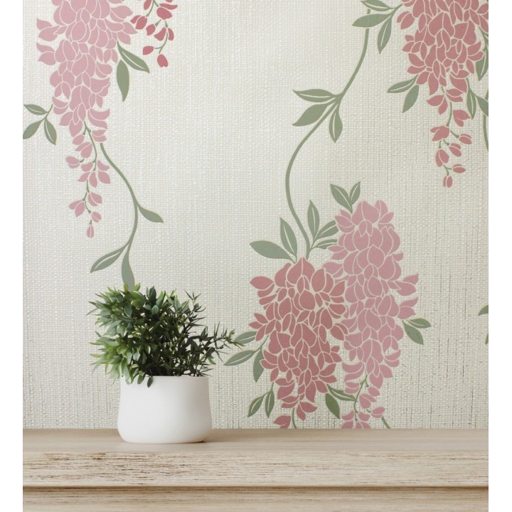 Papel pintado con enredadera floral elegante color rosa - Ivy Blossom 683543